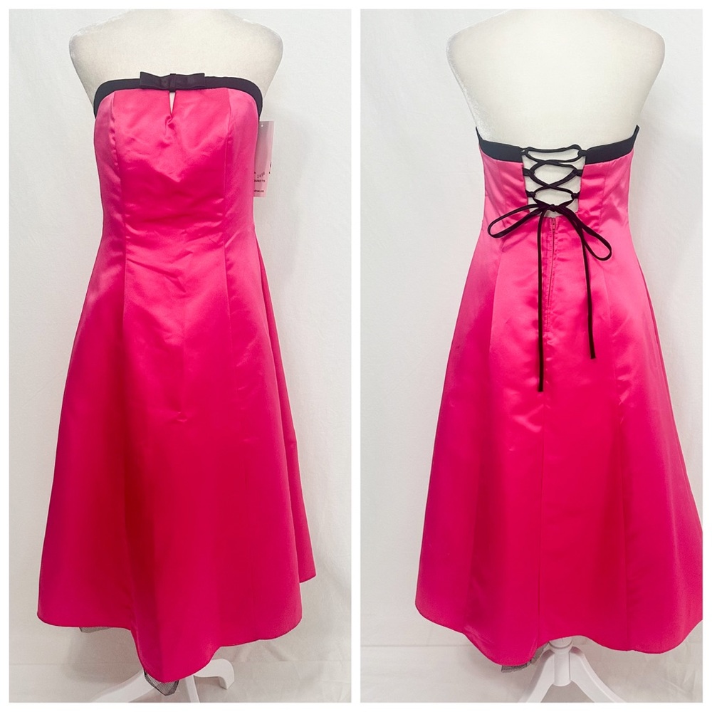 Vintage Poly USA Pink Dress with Black Trim